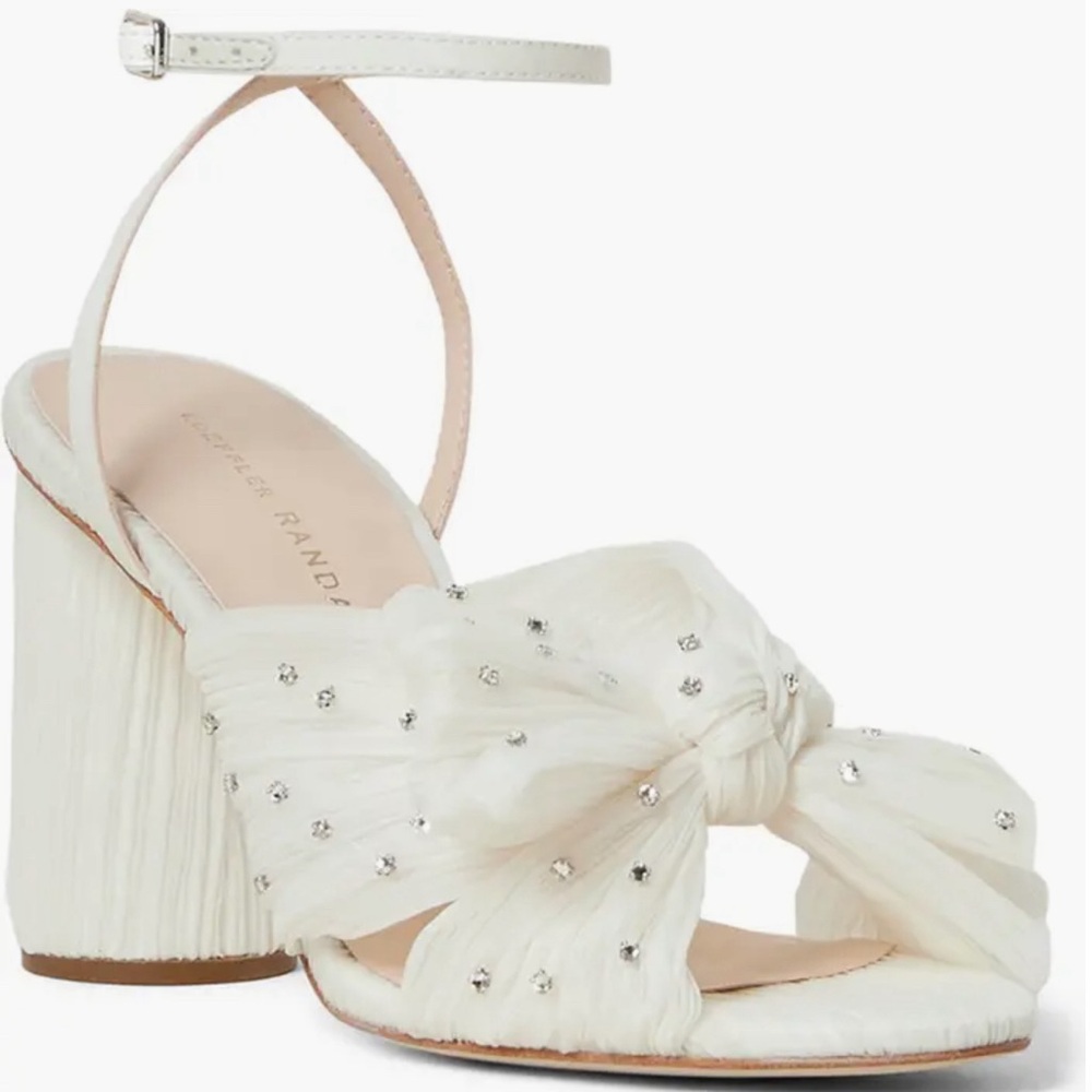 Loeffler Randall Camellia Knotted Sandal in Pearl with Rhinestones